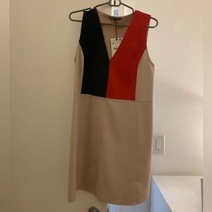 NWT - Zara velvet dress. Size medium. Cream, red, black
